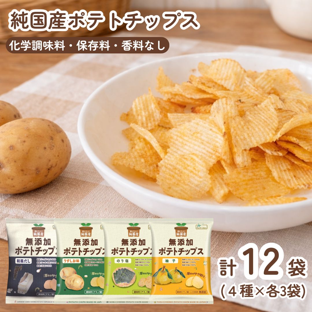 無添加ポテトチップス ノースカラーズ 4種×3袋 ＜賞味期限：最短2026/9