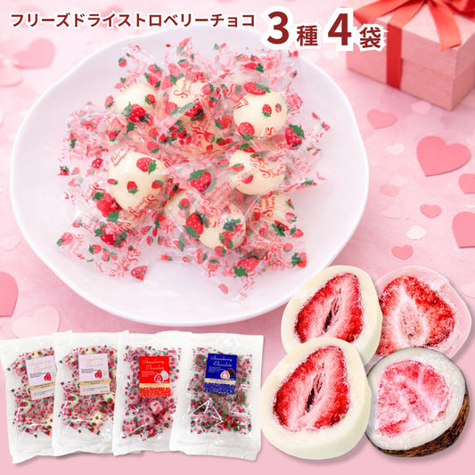 フリーズドライストロベリーチョコ リアライズプラニング 3種（ホワイト×2袋・ティラミス・苺×各1袋）×計4袋セット